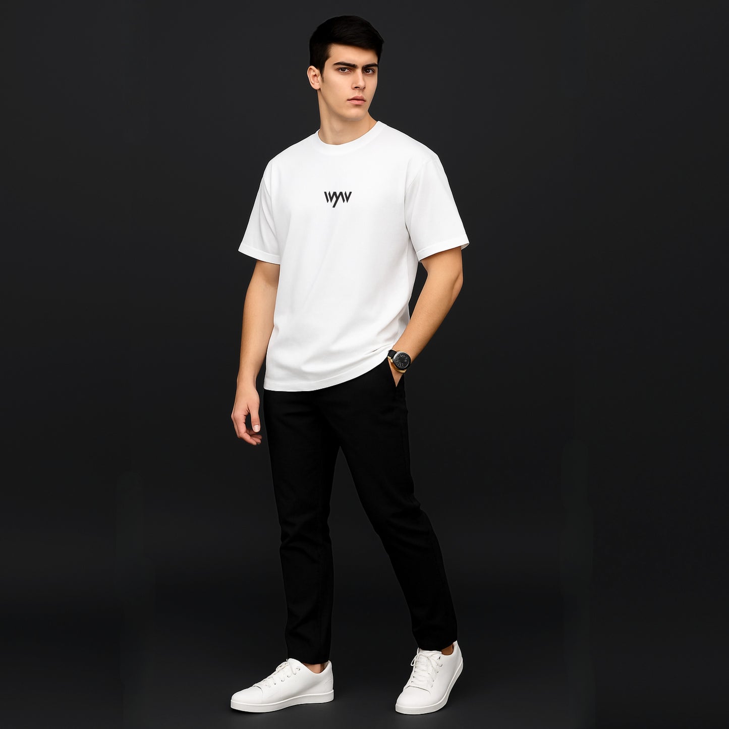 WHT YOU WEAR Switch Off Bubble Text Graphic Oversized T-Shirt for Men