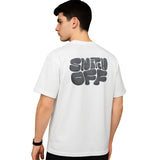 WHT YOU WEAR Switch Off Bubble Text Graphic Oversized T-Shirt for Men