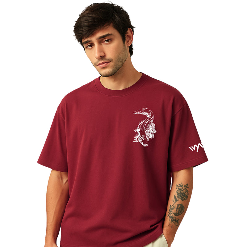 WHT YOU WEAR Crocodile Oversize Back Printed Round Neck T-Shirt for Men