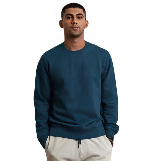 WHT YOU WEAR || Classic Crew Neck Blue Sweatshirt, Long Sleeve