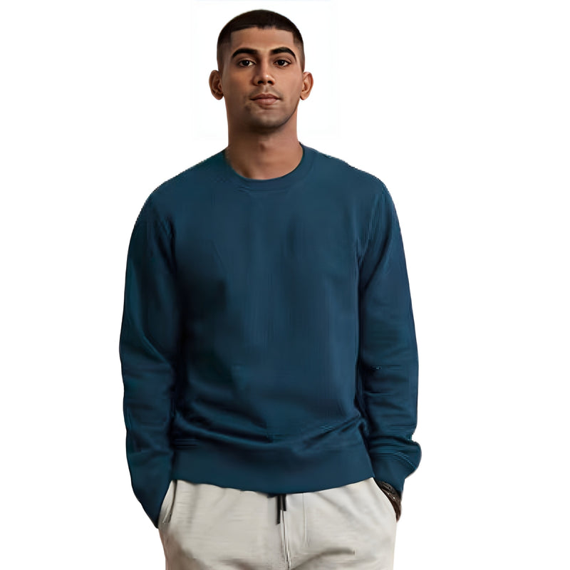 WHT YOU WEAR || Classic Crew Neck Blue Sweatshirt, Long Sleeve