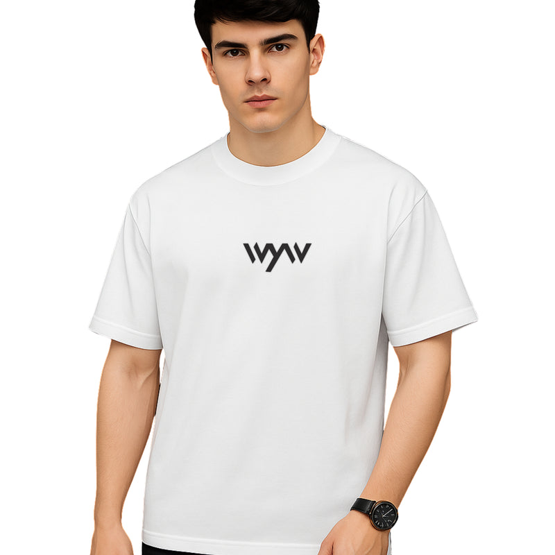 WHT YOU WEAR Switch Off Bubble Text Graphic Oversized T-Shirt for Men