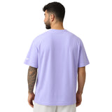WHT YOU WEAR Solid Oversize Round Neck Lavender T-Shirt for Men