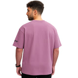 WHT YOU WEAR Solid Oversize Round Neck Pink T-Shirt for Men