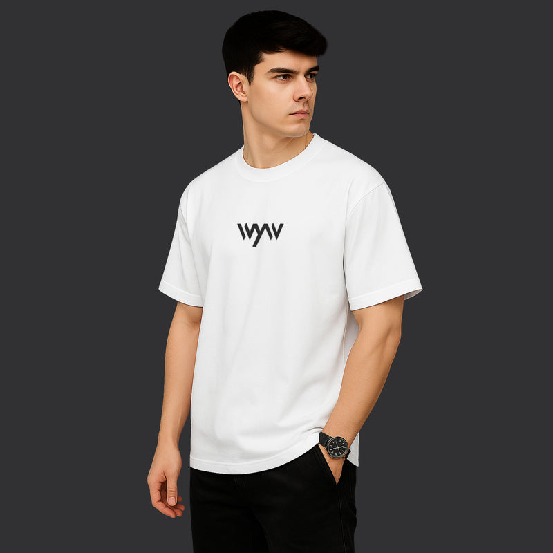 WHT YOU WEAR Switch Off Bubble Text Graphic Oversized T-Shirt for Men