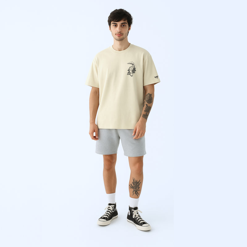 WHT YOU WEAR Crocodile Oversize Back Printed Round Neck T-Shirt for Men