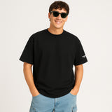 WHT YOU WEAR Solid Oversize Round Neck Black T-Shirt for Men