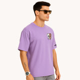 WHT YOU WEAR Happiness Bear Split Skull Graphic Oversized T-Shirt for Men