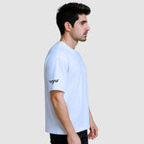WHT YOU WEAR Solid Oversize Round Neck white T-Shirt for Men