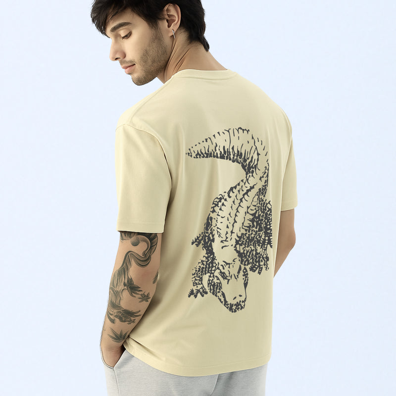 WHT YOU WEAR Crocodile Oversize Back Printed Round Neck T-Shirt for Men