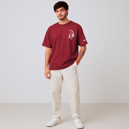 WHT YOU WEAR Crocodile Oversize Back Printed Round Neck T-Shirt for Men