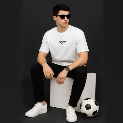 WHT YOU WEAR Switch Off Bubble Text Graphic Oversized T-Shirt for Men