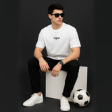 WHT YOU WEAR Switch Off Bubble Text Graphic Oversized T-Shirt for Men