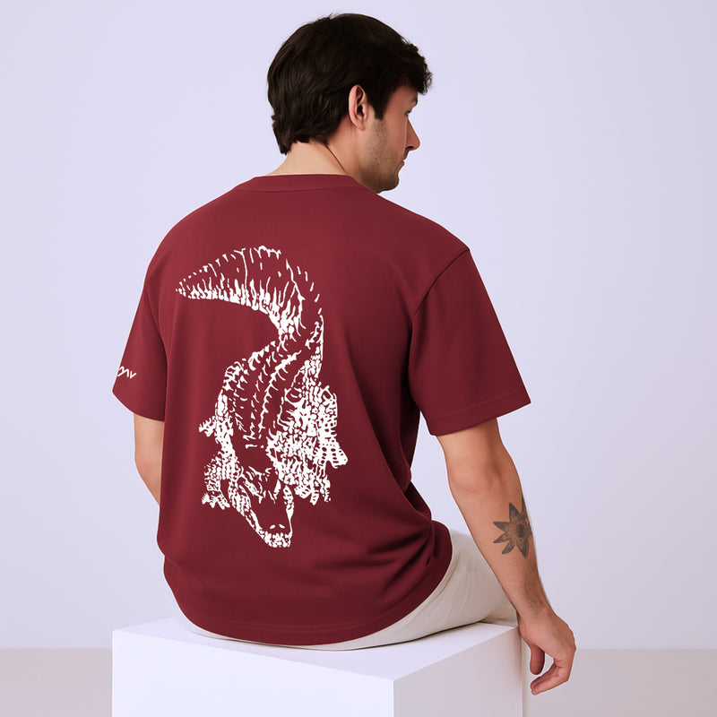 WHT YOU WEAR Crocodile Oversize Back Printed Round Neck T-Shirt for Men