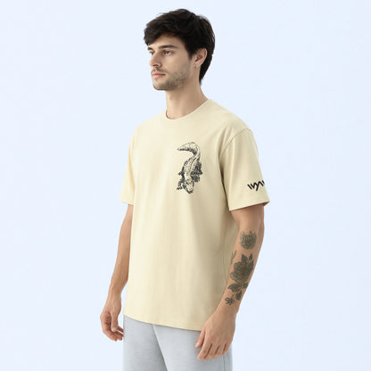 WHT YOU WEAR Crocodile Oversize Back Printed Round Neck T-Shirt for Men