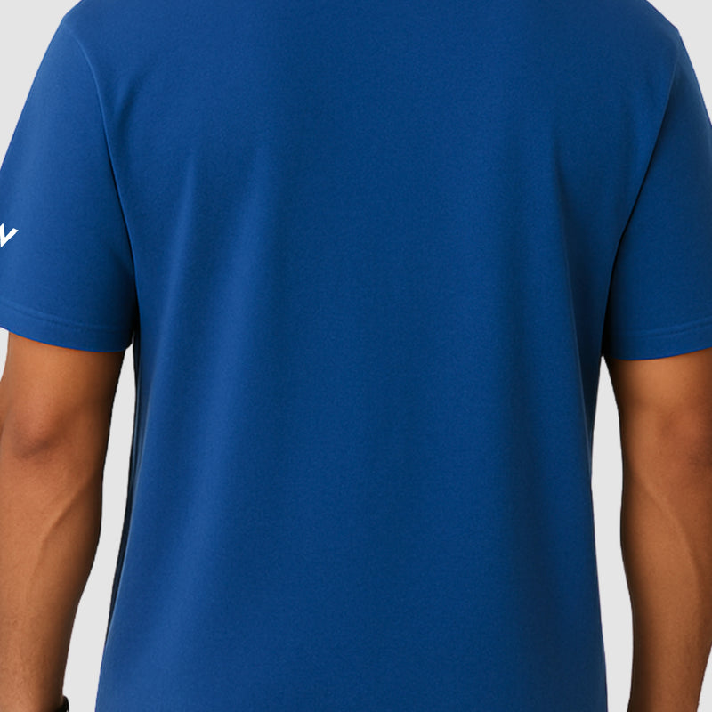 WHT YOU WEAR Solid Oversize Round Neck Blue T-Shirt for Men