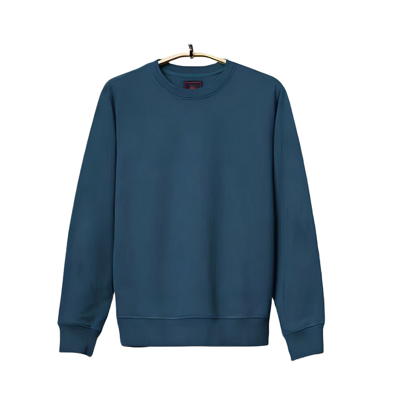 WHT YOU WEAR || Classic Crew Neck Blue Sweatshirt, Long Sleeve
