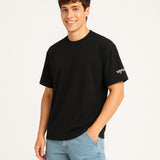 WHT YOU WEAR Solid Oversize Round Neck Black T-Shirt for Men