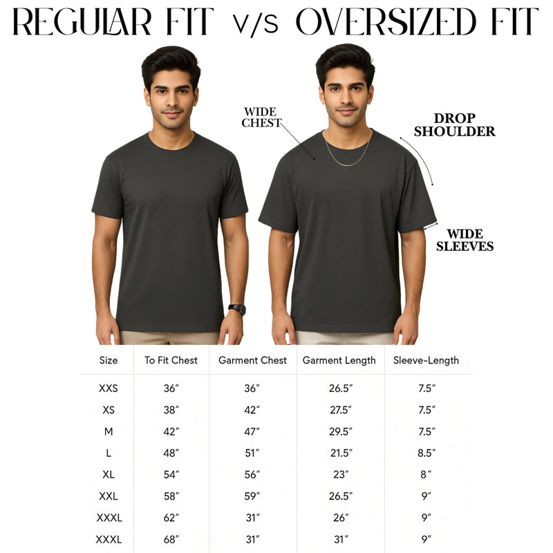 WHT YOU WEAR Solid Oversize Round Neck Beige T-Shirt for Men