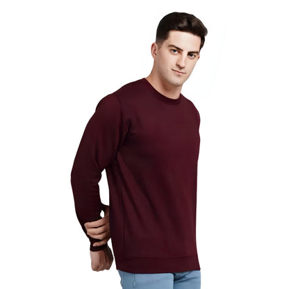 WHT YOU WEAR || Classic Crew Neck Maroon Sweatshirt, Long Sleeve