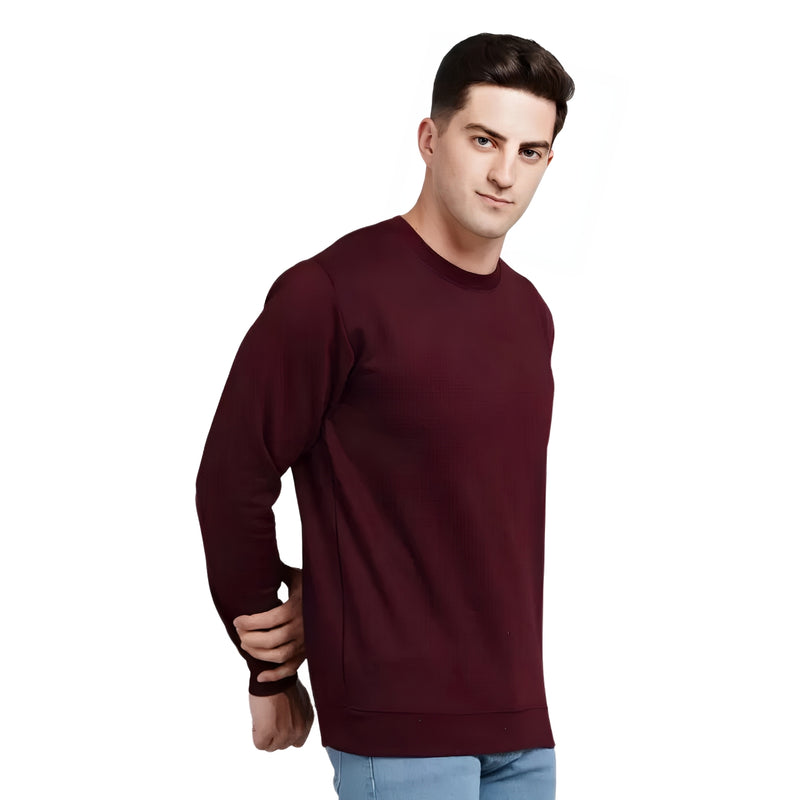 WHT YOU WEAR || Classic Crew Neck Maroon Sweatshirt, Long Sleeve
