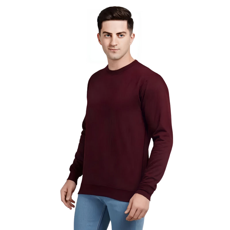 WHT YOU WEAR || Classic Crew Neck Maroon Sweatshirt, Long Sleeve