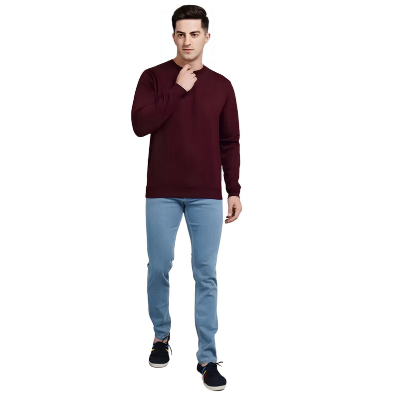WHT YOU WEAR || Classic Crew Neck Maroon Sweatshirt, Long Sleeve