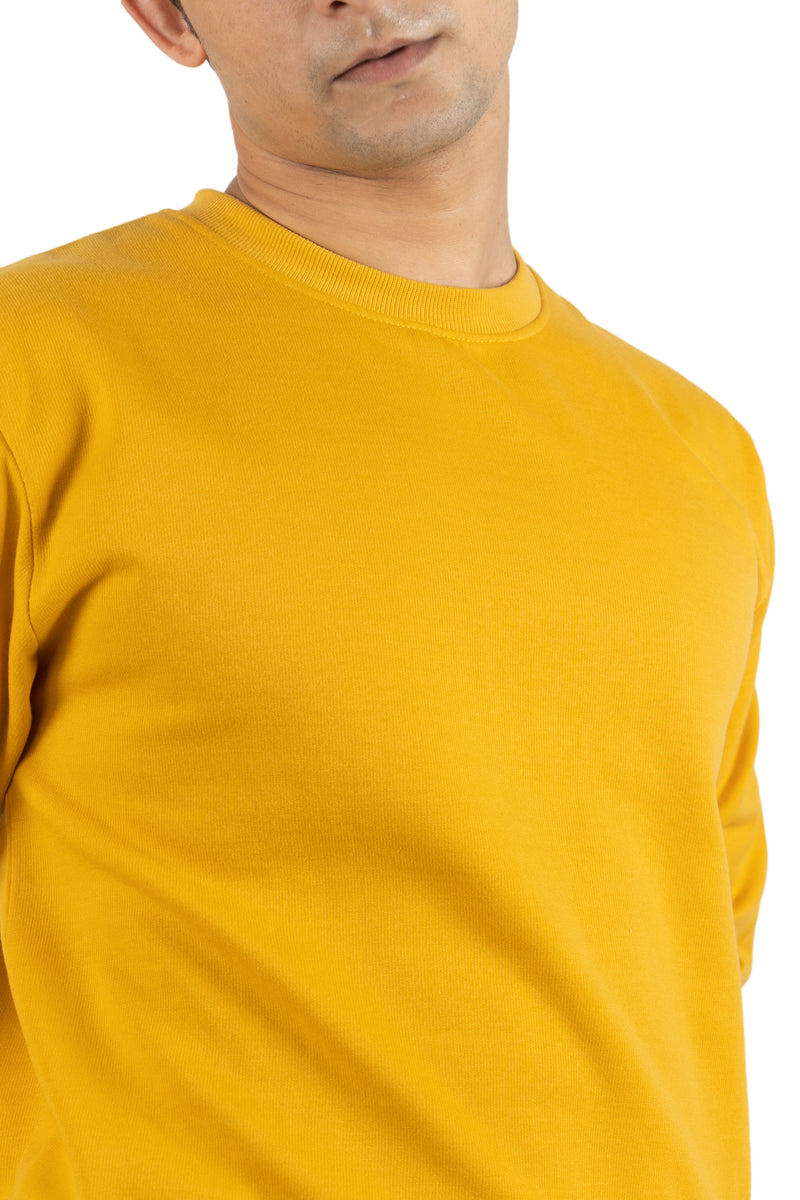 WHT YOU WEAR || Classic Crew Neck Yellow Sweatshirt, Long Sleeve