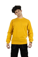 WHT YOU WEAR || Classic Crew Neck Yellow Sweatshirt, Long Sleeve