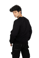 WHT YOU WEAR || Classic Crew Neck Black Sweatshirt, Long Sleeve