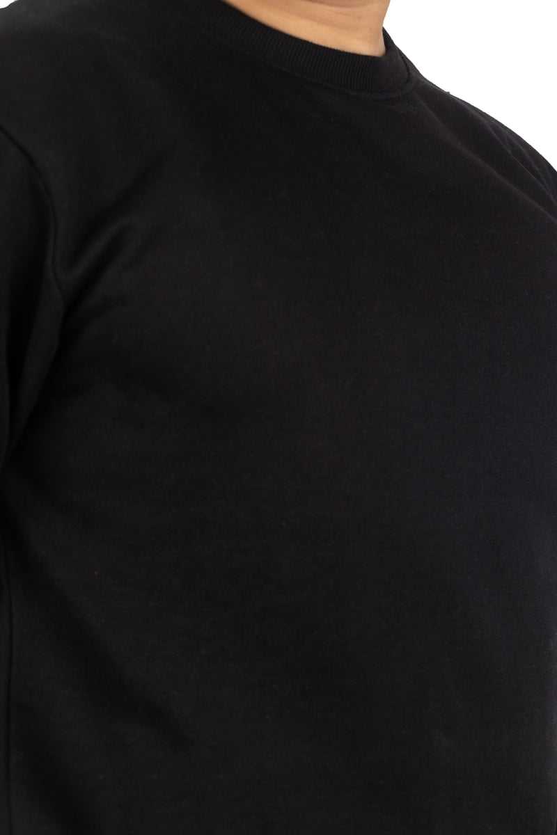 WHT YOU WEAR || Classic Crew Neck Black Sweatshirt, Long Sleeve