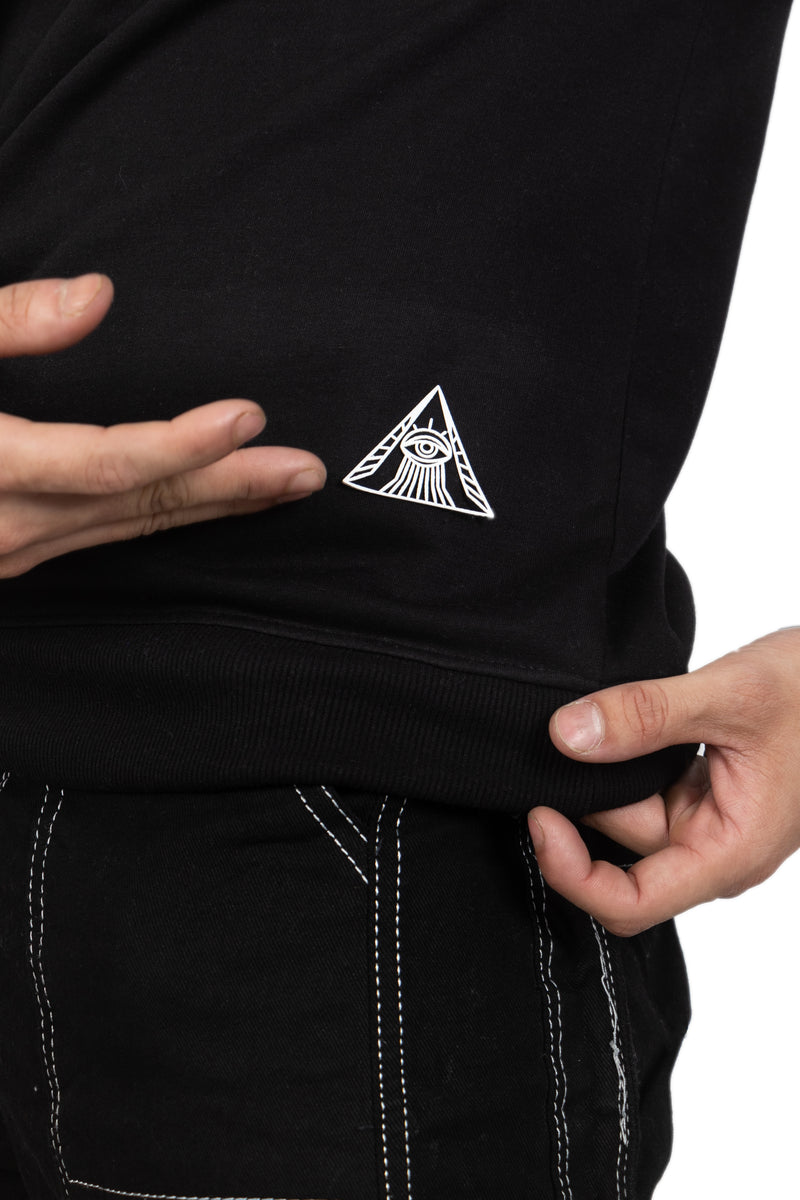WHT YOU WEAR || Classic Crew Neck Black Sweatshirt, Long Sleeve