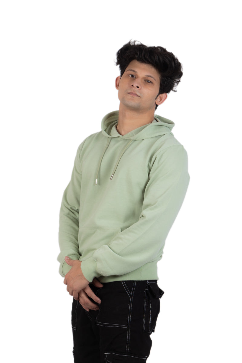 WHT YOU WEAR || Classic Men’s Hoodie Light Green – Comfortable & Stylish Everyday Wear ||Hooded Sweatshirt Core Solid Hoodie