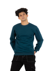 WHT YOU WEAR || Classic Crew Neck Teal Blue Sweatshirt, Long Sleeve