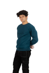 WHT YOU WEAR || Classic Crew Neck Teal Blue Sweatshirt, Long Sleeve