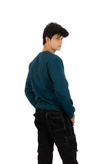 WHT YOU WEAR || Classic Crew Neck Teal Blue Sweatshirt, Long Sleeve