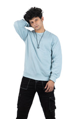 WHT YOU WEAR || Classic Crew Neck Aqua Sweatshirt, Long Sleeve