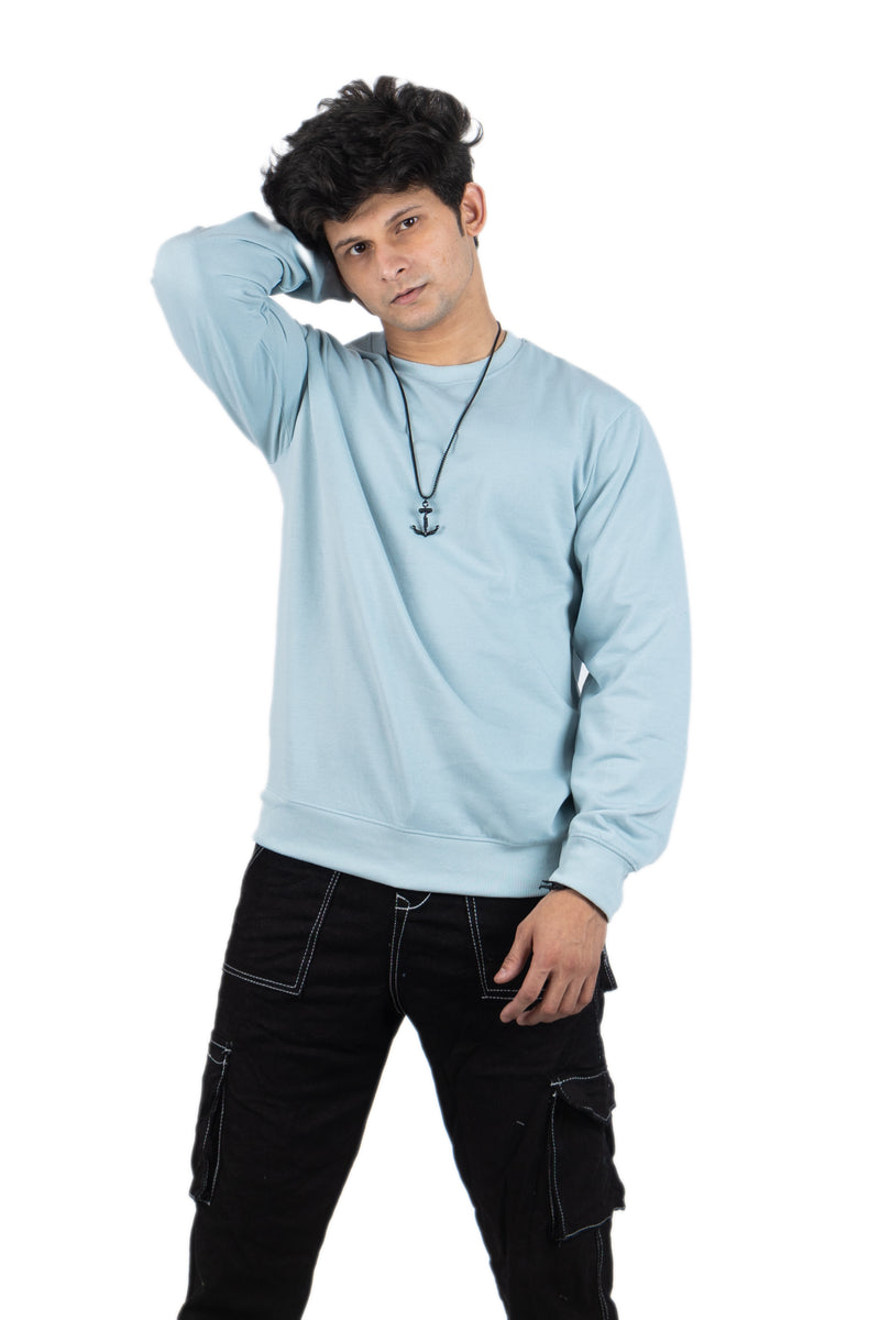 WHT YOU WEAR || Classic Crew Neck Aqua Sweatshirt, Long Sleeve