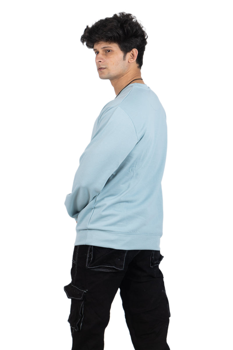 WHT YOU WEAR || Classic Crew Neck Aqua Sweatshirt, Long Sleeve