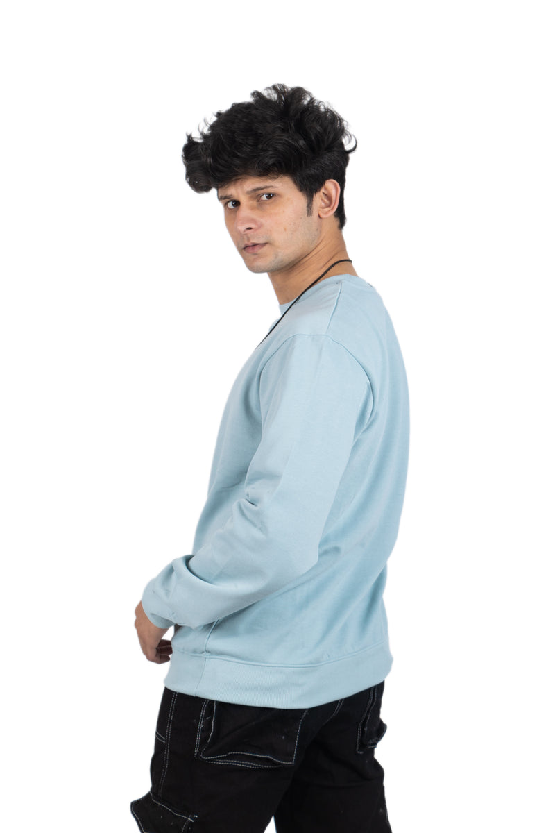 WHT YOU WEAR || Classic Crew Neck Aqua Sweatshirt, Long Sleeve