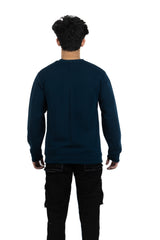 WHT YOU WEAR || Classic Crew Neck Deep Blue Sweatshirt, Long Sleeve