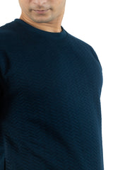 WHT YOU WEAR || Classic Crew Neck Deep Blue Sweatshirt, Long Sleeve